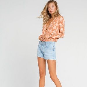 Printed Free People Turnt Copper Floral Print Bodysuit | S